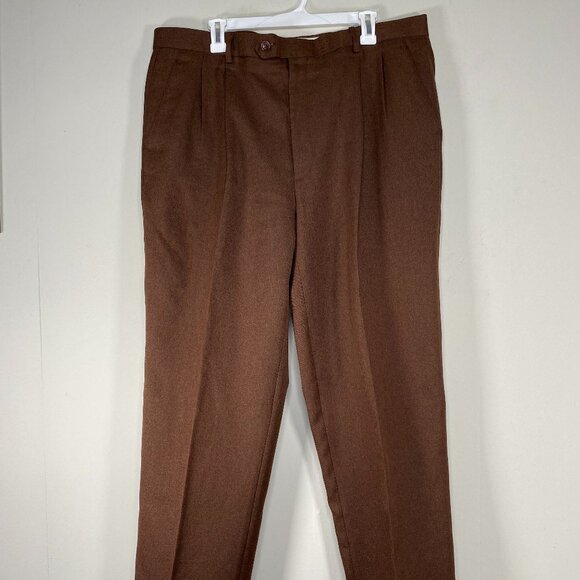 Tony Blake Pleated Dress Pants Men's 38 Brown High Rise Business Office - Picture 1 of 14